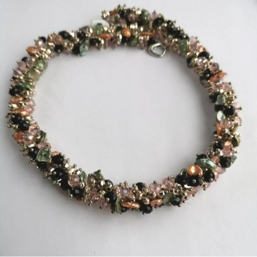 sold Keshi Pearl and crystal necklace in sterling silver ๐ - Picture 4 of 8